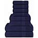 Set Asciugamani 8 Pz Blu Navy 360 Gsm 100% Cotone - Foto miniatura 1