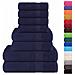 Set Asciugamani 8 Pz Blu Navy 360 Gsm 100% Cotone - Foto miniatura 2