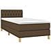Letto a Molle Materasso e LED Marrone Scuro 80x200cm in Tessuto - Foto miniatura 3
