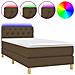 Letto a Molle Materasso e LED Marrone Scuro 80x200cm in Tessuto - Foto miniatura 1