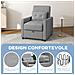 Poltrona Letto Singolo Reclinabile su 3 Livelli con Cuscino Extra, 69x82x85cm, Grigio Chiaro - Foto miniatura 3