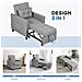 Poltrona Letto Singolo Reclinabile su 3 Livelli con Cuscino Extra, 69x82x85cm, Grigio Chiaro - Foto miniatura 4