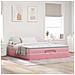 Struttura Letto Pouf Con Materassi Rosa 200x200 Cm Velluto - Foto miniatura 3