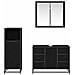 Set di mobili per il bagno 3 pcs Rovere Nero Legno multistrato - Foto miniatura 3