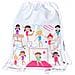 Sacca Per Bambine, Borsa Per Danza, Cotone - Sfondo Bianco, Motivo Con Ginnaste - Educazione Fisica, Asilo, Scuola Materna, Gita - Borsa Da Ginnastica Per Bambine - 40x32cm - Foto miniatura 1