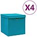 Contenitori con Coperchi 4 pz 28x28x28 cm Azzurro - Foto miniatura 3