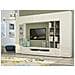 Parete Attrezzata Ocean, Set Salotto Porta Tv, Mobile Soggiorno Multiuso Con Luce Led, 100% Made In Italy, Cm 290x40h192, Bianco Lucido E Cemento - Foto miniatura 1