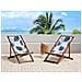 Set Di 2 Sedie A Sdraio Legno Acacia Scuro Motivo Foglie Tropicali Blu Anzio - Foto miniatura 1