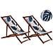 Set Di 2 Sedie A Sdraio Legno Acacia Scuro Motivo Foglie Tropicali Blu Anzio - Foto miniatura 5