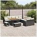 Set Divano da Giardino 13 Pezzi con Cuscini Rattan Polimerico Nero Acacia,  Divano da Giardino 2 Posti con Cuscini Rattan Polimerico Nero,  Set Pranzo da Giardino 3 Pezzi con Cuscini Rattan Polimerico Nero Acacia - Foto miniatura 3