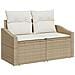 Set Divano da Giardino 7 Pezzi con Cuscini Beige in Polyrattan - Foto miniatura 4