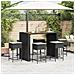 Set Bar da Giardino 7 pz con Cuscini in Polyrattan Nero - Foto miniatura 3