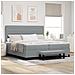 Letto a Molle con Materasso e Panchina Grigio Chiaro 200x200 cm Tessuto - Foto miniatura 2