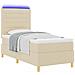 Letto a molle con materasso Crema 100 x 200 cm Tessuto - Foto miniatura 3