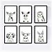 Set Di 6 Stampe Animali Bambini Con Gomma Da Masticare Maiale Coniglio Mucca Zorro Gufo Cane A4 Senza Cornice - Foto miniatura 1