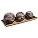 Set Vassoio E 3 Portacandele In Legno Di Bambù Marrone 33x13x3h Cm - Foto miniatura 1