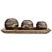 Set Vassoio E 3 Portacandele In Legno Di Bambù Marrone 33x13x3h Cm - Foto miniatura 2