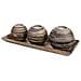 Set Vassoio E 3 Portacandele In Legno Di Bambù Marrone 33x13x3h Cm - Foto miniatura 4