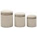 Set 3 Pouf Contenitore Cortina In Poliestere Crema Ø40x49, Ø35x42 E Ø31x38 Cm - Foto miniatura 1
