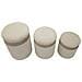 Set 3 Pouf Contenitore Cortina In Poliestere Crema Ø40x49, Ø35x42 E Ø31x38 Cm - Foto miniatura 2