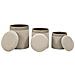 Set 3 Pouf Contenitore Cortina In Poliestere Crema Ø40x49, Ø35x42 E Ø31x38 Cm - Foto miniatura 4
