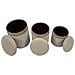 Set 3 Pouf Contenitore Cortina In Poliestere Crema Ø40x49, Ø35x42 E Ø31x38 Cm - Foto miniatura 6
