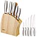 Mr-1411 Set Coltelli Cucina 7 Pezzi Ceppo Coltelli In Legno, Lame Acciaio Inox, Tagliere Argento - Foto miniatura 1