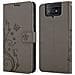 Custodia Compatibile Con Asus Zenfone 8 Flip In Grigio Fiore - Coperchio Protettivo In Design Floreale Con Chiusura Magnetica, Funzione Stand E Slot Per Carte - Foto miniatura 8