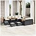 Set divano da giardino 14 pezzi - Nero Polyrattan Acacia, Set da pranzo da giardino 4 pezzi con cuscini - Nero Polyrattan Acacia - Foto miniatura 2