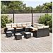 Set divano da giardino 14 pezzi - Nero Polyrattan Acacia, Set da pranzo da giardino 4 pezzi con cuscini - Nero Polyrattan Acacia - Foto miniatura 3