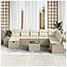 Set Divano da Giardino 9 Pezzi con Cuscini Beige Polyrattan - Foto miniatura 3