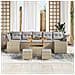 Set Divano da Giardino con cuscino 10 pcs beige e grigio chiaro - Foto miniatura 3