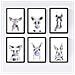 Set Di 6 Stampe Animali Bambini Con Gomma Da Masticare Coniglio Mucca Volpe Cavallo Orso Fiamma A3 Senza Cornice - Foto miniatura 1