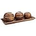 Set Vassoio E 3 Portacandele In Legno Di Bambù Marrone 33x13x3h Cm - Foto miniatura 1