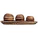Set Vassoio E 3 Portacandele In Legno Di Bambù Marrone 33x13x3h Cm - Foto miniatura 3