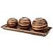Set Vassoio E 3 Portacandele In Legno Di Bambù Marrone 33x13x3h Cm - Foto miniatura 5