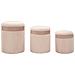 Set 3 Pouf Contenitore Cortina In Velluto A Coste Rosa Con Fascia Glitter Ø40x49, Ø35x42 E Ø31x38 Cm - Foto miniatura 1