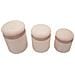 Set 3 Pouf Contenitore Cortina In Velluto A Coste Rosa Con Fascia Glitter Ø40x49, Ø35x42 E Ø31x38 Cm - Foto miniatura 2