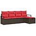 Set Divano da Giardino con cuscino 5 pcs Marrone polyrattan - Foto miniatura 1