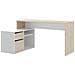 Scrivania Gardena, Scrittoio Multiposizione Da Ufficio O Cameretta, Tavolo Da Studio Angolare Multiuso, 139x92h75 Cm, Bianco E Rovere - Foto miniatura 2