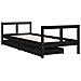 Giroletto Bambini con Cassetti Nero 80x200cm Massello di Pino - Foto miniatura 3