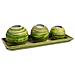 Set Vassoio E 3 Portacandele In Legno Di Bambù Verde 33x13x3h Cm - Foto miniatura 1