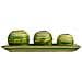 Set Vassoio E 3 Portacandele In Legno Di Bambù Verde 33x13x3h Cm - Foto miniatura 2
