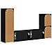 Set mobile TV Montaggio a parete 4 pcs Nero Legno multistrato - Foto miniatura 9