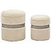 Set 2 Pouf Contenitore Saint-moritz In Teddy Crema Con Fascia Grigia Ø40x47 E Ø32x38 Cm - Foto miniatura 1