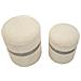 Set 2 Pouf Contenitore Saint-moritz In Teddy Crema Con Fascia Grigia Ø40x47 E Ø32x38 Cm - Foto miniatura 2