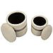 Set 2 Pouf Contenitore Saint-moritz In Teddy Crema Con Fascia Grigia Ø40x47 E Ø32x38 Cm - Foto miniatura 4