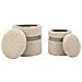 Set 2 Pouf Contenitore Saint-moritz In Teddy Crema Con Fascia Grigia Ø40x47 E Ø32x38 Cm - Foto miniatura 7