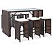 Set Da Bar Da Giardino 7 Pz Con Cuscini In Polyrattan Marrone - Foto miniatura 1
