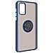 Cover Samsung Galaxy A02s Bimateriale Anello Metallicoe Supporto Blu - Foto miniatura 3